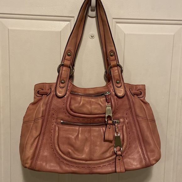 B MAKOWSKY Pink Genuine Leather Hand Bag Shoulder Satchel Bag Purse - Picture 2 of 10